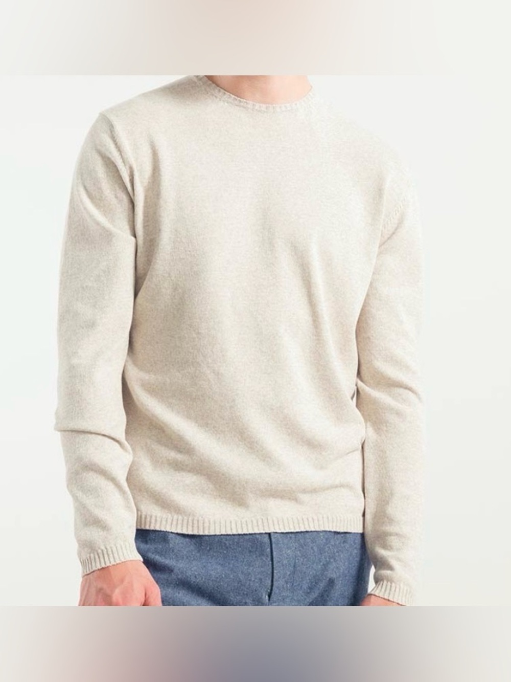 Piazza Italia Light Cream Crewneck Sweater for Men Size Large‎